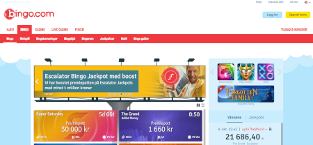 Skjermbilde fra den tidligere testen av Bingo.com