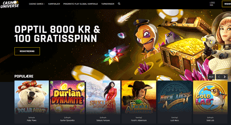 skjermbilde casinouniverse nettkasino
