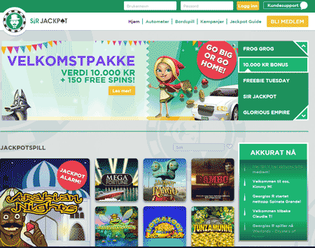 skjermbilde sirjackpot nettkasino