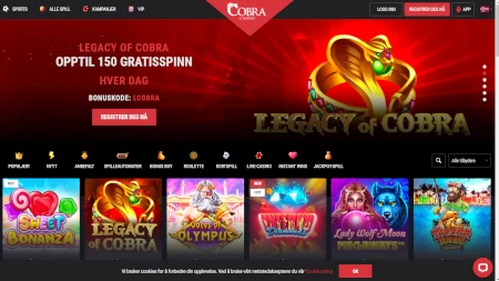 Arkivert skjermbilde av Cobra Casino