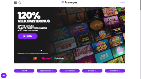 Skjermbilde av FireVegas fra NCGs gjennomgang