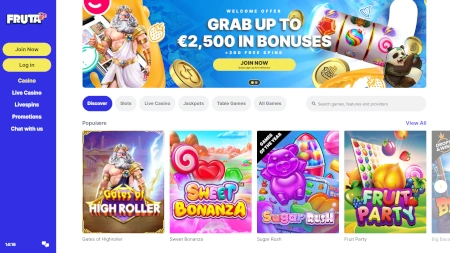 Skjermbilde av Fruta Casino fra NCGs gjennomgang