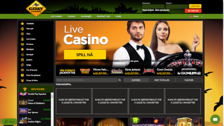 Skjermbilde av Gday Casino fra NCGs gjennomgang