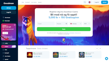 Skjermbilde av Goodman Casino fra NCGs gjennomgang