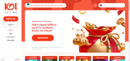 Skjermbilde av Koi Casino fra NCGs gjennomgang