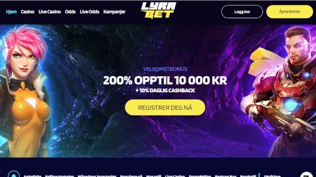 Skjermbilde av LyraBet fra NCGs gjennomgang