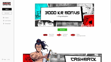 Skjermbilde av Manga Casino fra NCGs gjennomgang