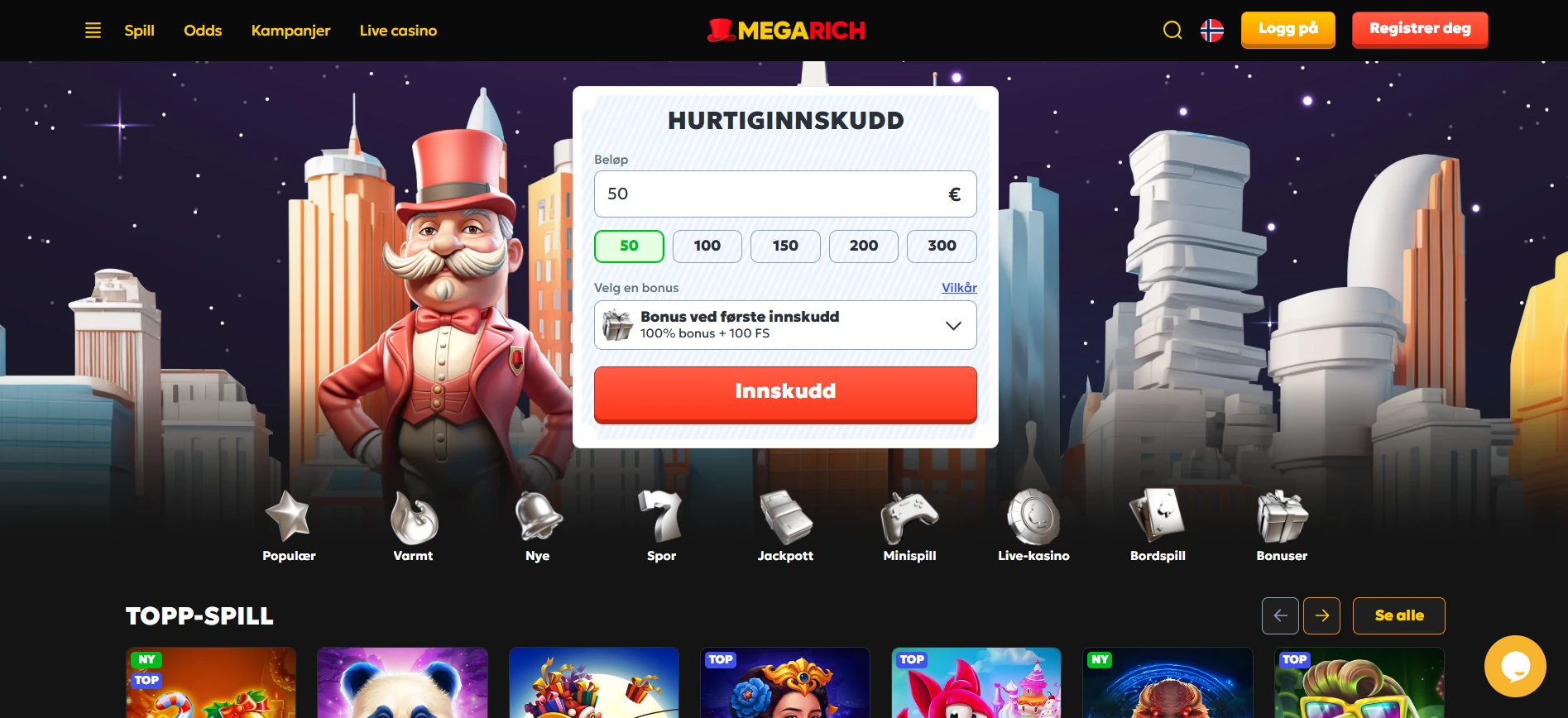 Skjermbilde av Mega Rich fra NCGs gjennomgang