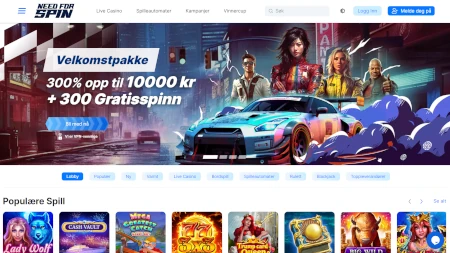 Arkivert skjermbilde av Need for Spin Casino