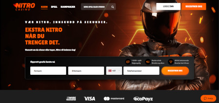 Skjermbilde av Nitro Casino fra NCGs gjennomgang