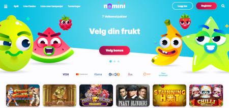 Skjermbilde av Nomini Casino fra NCGs gjennomgang