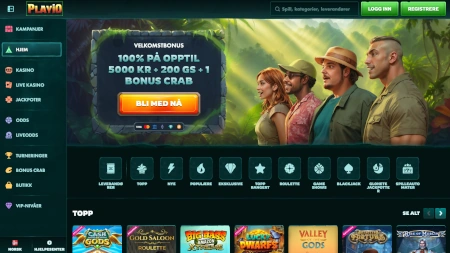 Skjermbilde av Playio Casino fra NCGs gjennomgang