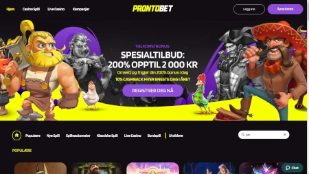 Arkivert skjermbilde av ProntoBet Casino
