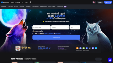 Skjermbilde av SkyCrown Casino fra NCGs gjennomgang