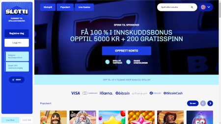 Skjermbilde av Slotti Casino fra NCGs gjennomgang