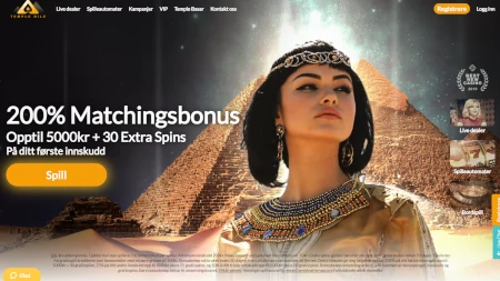 Skjermbilde av Temple Nile Casino fra NCGs gjennomgang
