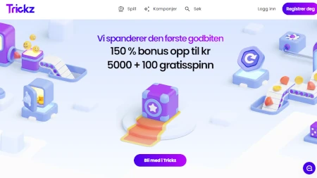 Skjermbilde av Trickz Casino fra NCGs gjennomgang