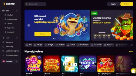 Arkivert skjermbilde av Zoome Casino