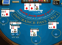 Blackjackbord på CasinoEuro. Her kan du prøve Blackjack helt gratis.