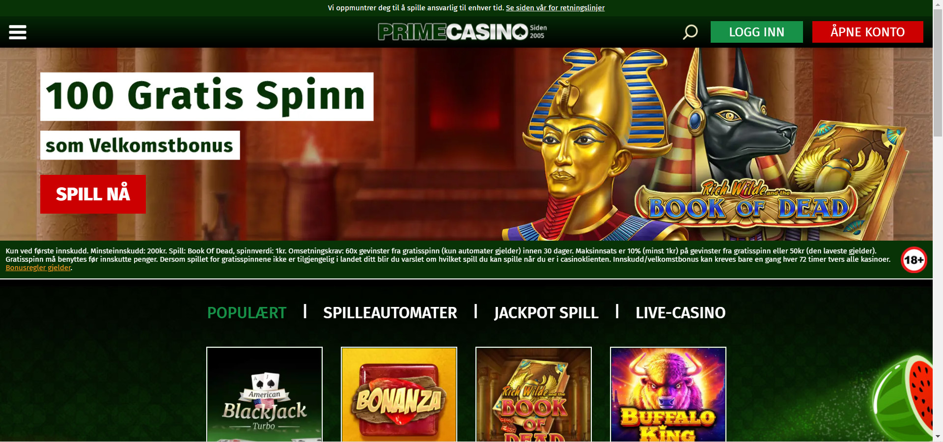 Prime Casino skjermbilde